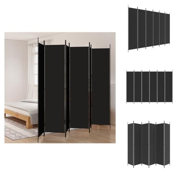 Vidaxl Schermo Pieghevole 6 Pezzi Nero 300X220 Cm Tessuto - Divisorio Per Ambienti-image