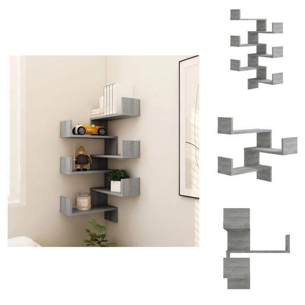 Vidaxl Mensole Da Parete Angolari 2 Pz. Grigio Sonoma 40X40X50 Cm Materiale A Base Di Legno - Mensole A Muro-image
