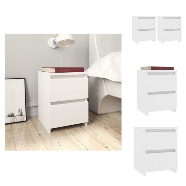 Vidaxl Comodini 2 Pz. Bianco 30X30X40 Cm Materiale A Base Di Legno - Comodini-image