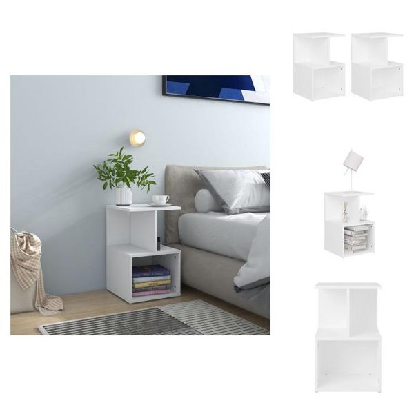 Vidaxl Comodini 2 Pz. Bianco 35X35X55 Cm Materiale A Base Di Legno - Comodini-image