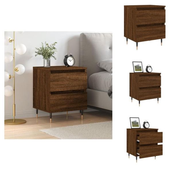 Vidaxl Comodino Marrone Effetto Rovere 40X35X50 Cm Materiale Legno - Comodini-image