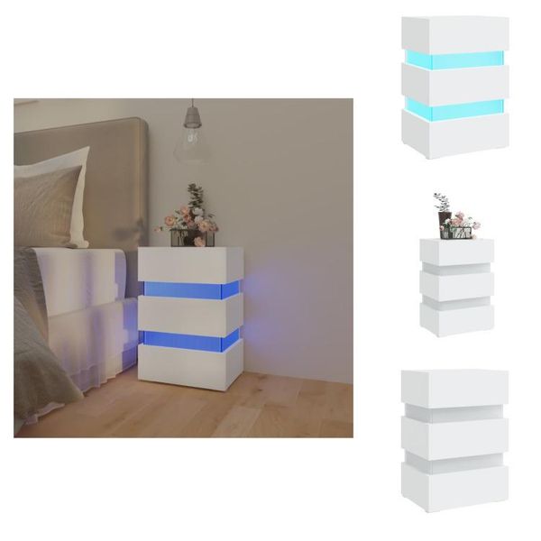 Vidaxl Comodino Led Bianco 45X35X67 Cm Materiale Legno - Comodini-image