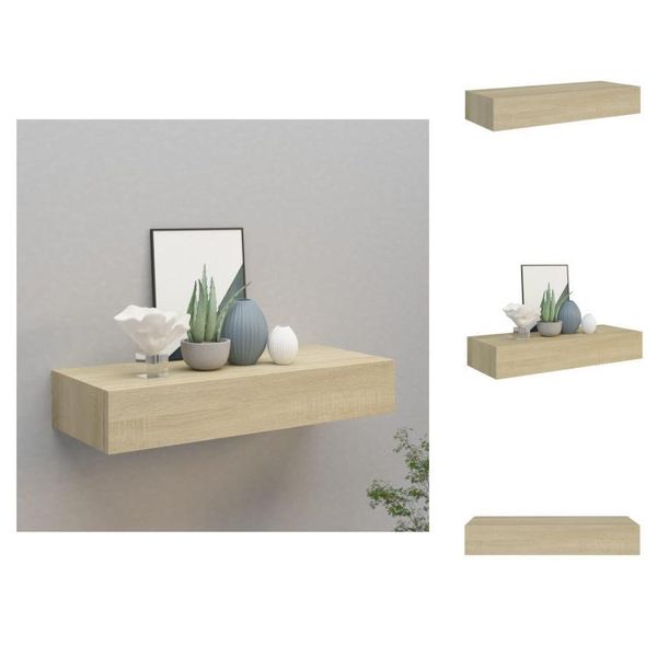 Vidaxl Mensola A Muro Con Cassetto Effetto Rovere 60X23,5X10 Cm Mdf - Mensole A Muro-image