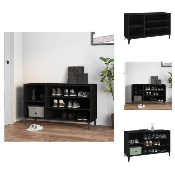 Vidaxl Portascarpe Nero 102X36X60 Cm In Legno - Portascarpe E Armadietti-image