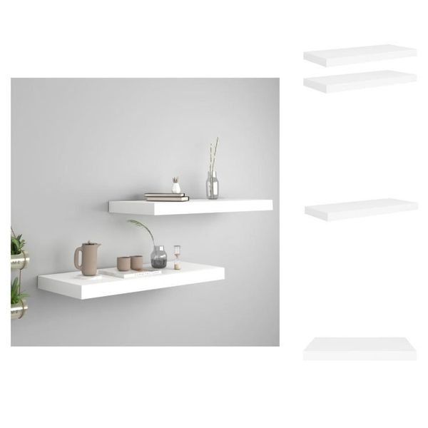 Vidaxl Mensole Da Parete Galleggianti 2 Pz. Bianco 60X23,5X3,8Cm Mdf - Mensole Da Parete-image