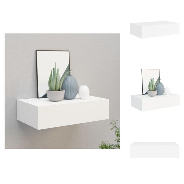 Vidaxl Mensola A Muro Con Cassetto Bianco 40X23,5X10 Cm Mdf - Mensole A Muro-image