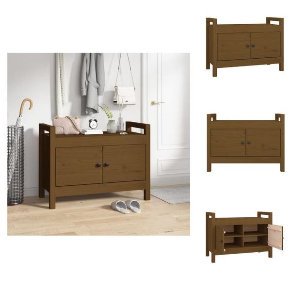 Vidaxl Panca Da Corridoio Marrone Miele 80X40X60 Cm In Legno Di Pino Massiccio - Panche Da Corridoio E Cassapanca-image