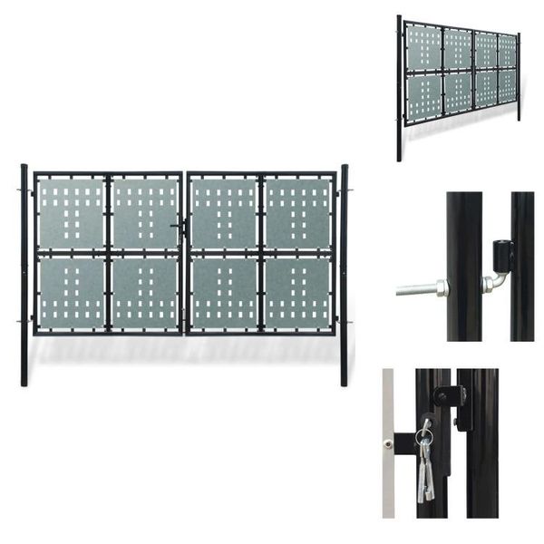 Vidaxl Cancello Di Recinzione (Cancello Singolo) Nero 300X250 Cm - Cancelli Da Giardino-image