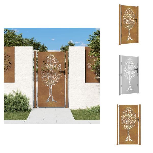 Vidaxl Cancello Da Giardino 105X205 Cm In Acciaio Corten A Forma Di Albero - Cancelli Da Giardino-image
