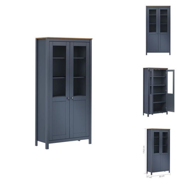 Vidaxl Credenza Hill Grey 85X37X170,5 Cm In Legno Di Pino Massiccio - Credenze-image