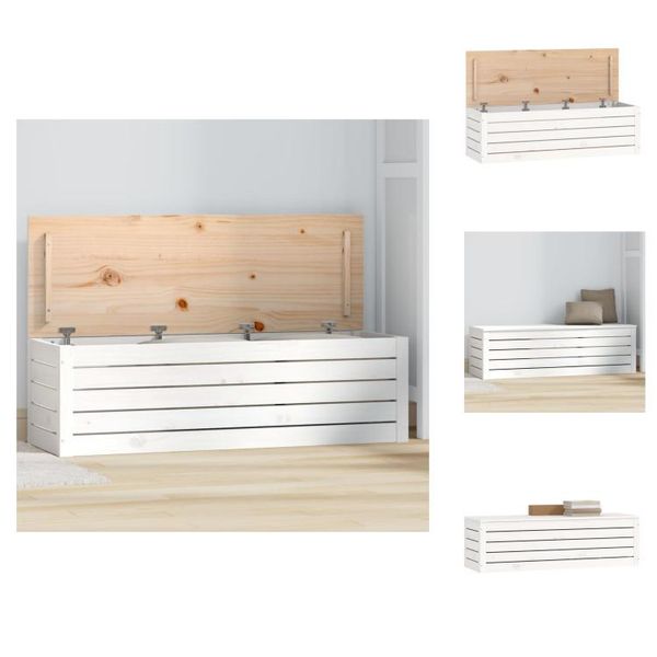 Vidaxl Cassapanca Bianca 109X36,5X33 Cm In Legno Di Pino Massiccio - Armadi-image