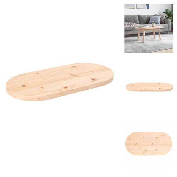 Vidaxl Piano Da Tavolo 80X40X2,5 Cm In Legno Massiccio Di Pino Ovale - Piani Da Tavolo-image