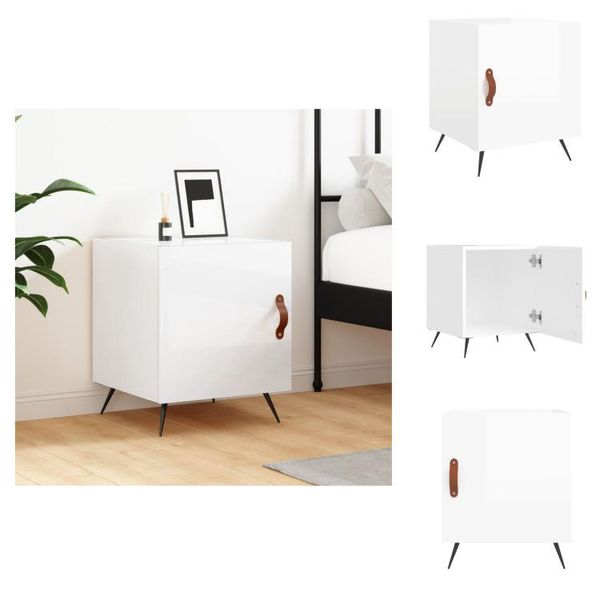 Vidaxl Comodino Bianco Lucido 40X40X50 Cm Materiale Legno - Comodini-image