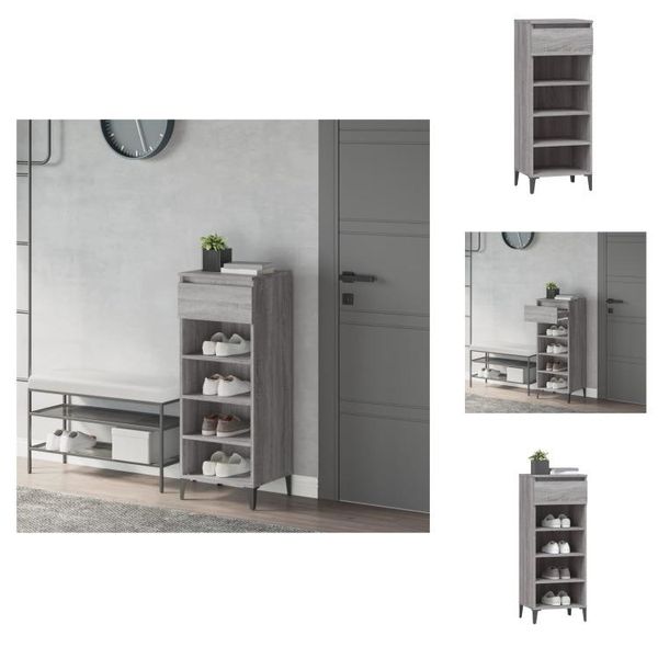 Vidaxl Portascarpe Grigio Sonoma 40X36X105 Cm In Legno - Portascarpe E Armadietti-image