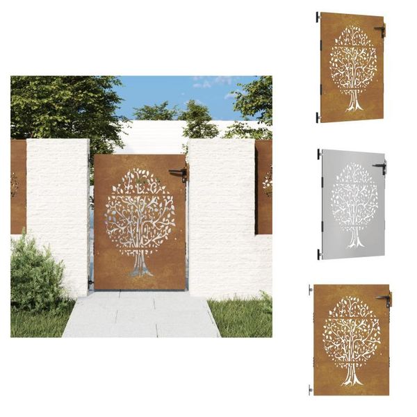 Vidaxl Cancello Da Giardino 85X150 Cm In Acciaio Corten A Forma Di Albero - Cancelli Da Giardino-image