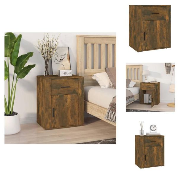 Vidaxl Comodino Rovere Fumé 50X36X60 Cm Materiale A Base Di Legno - Comodini-image