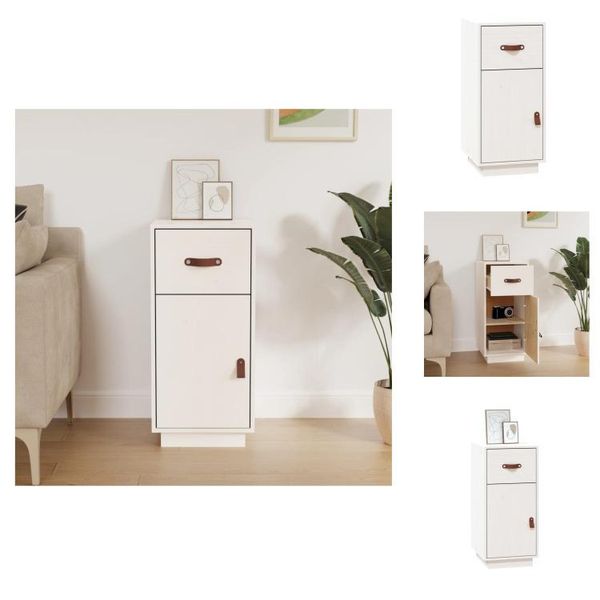 Vidaxl Credenza Bianca 34X40X75 Cm In Legno Di Pino Massiccio - Credenze-image
