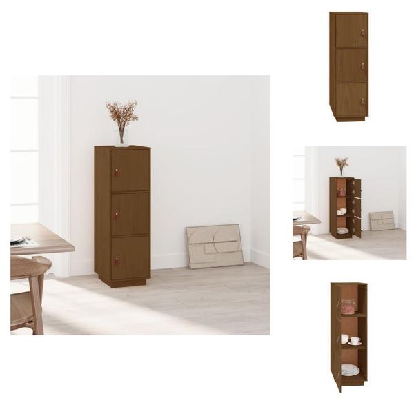 Vidaxl Credenza Marrone Miele 34X40X108,5 Cm Pino Massiccio - Credenze-image