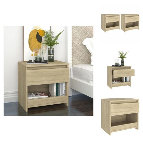 Vidaxl Comodini 2 Pezzi Rovere Sonoma 40X30X39 Cm Materiale A Base Di Legno - Comodini-image