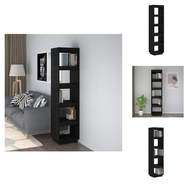 Vidaxl Libreria/Divisorio Nero 40X35X167 Cm In Legno Di Pino Massiccio - Librerie E Scaffalature-image