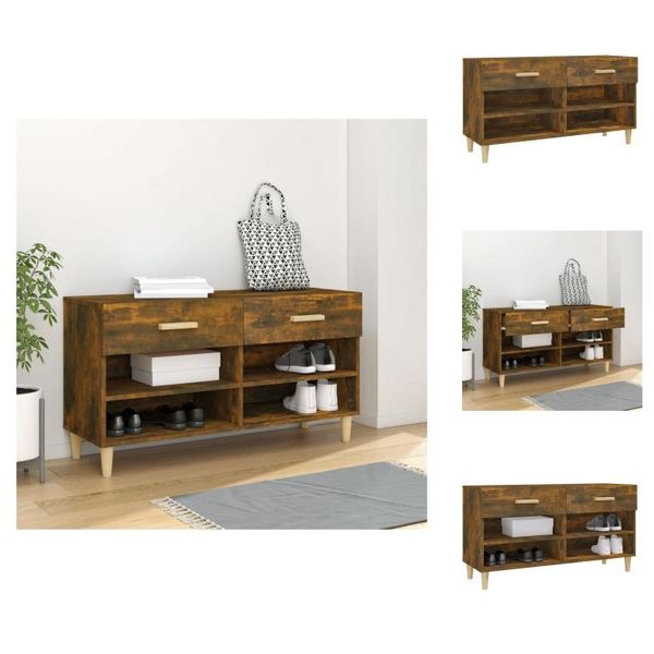 Vidaxl Scarpiera In Rovere Fumé 102X35X55 Cm Materiale A Base Di Legno - Scarpiere E Armadietti-image