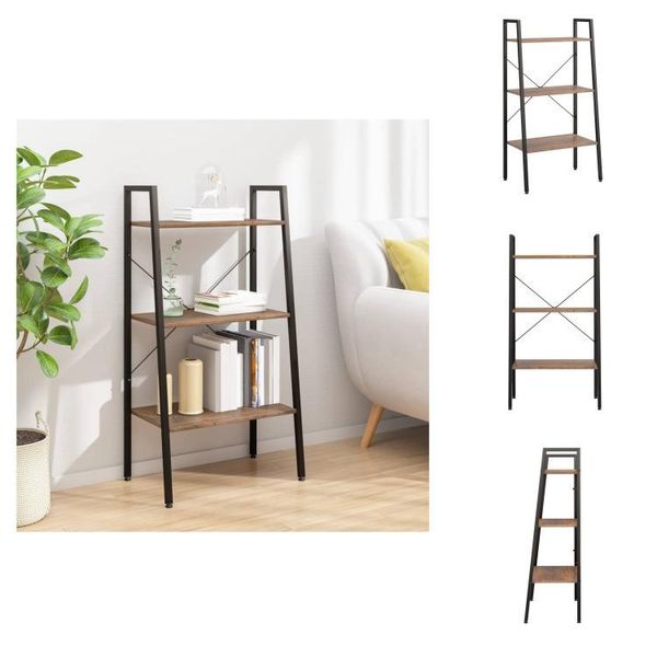 Vidaxl Scaffale A 3 Ripiani Marrone Scuro E Nero 56X35X108 Cm - Librerie E Scaffali-image