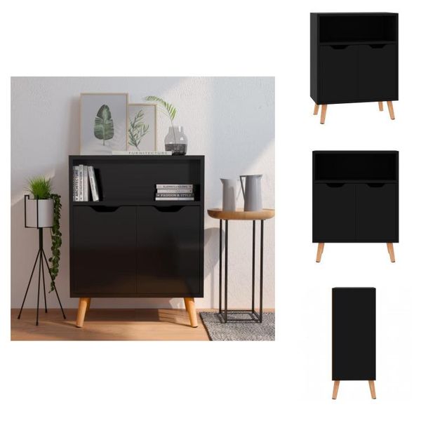 Vidaxl Credenza Nera Lucida 60X30X72 Cm In Materiale Ligneo - Credenze-image