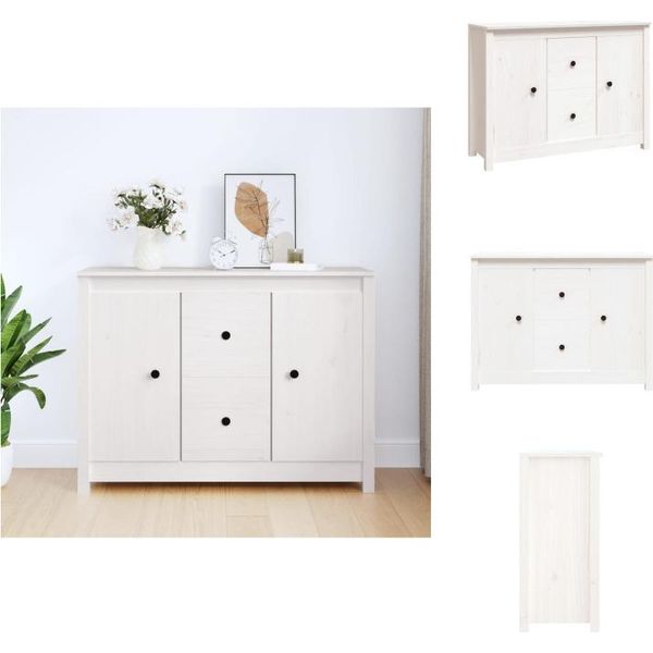 Vidaxl Credenza Bianca 100X35X74 Cm In Legno Di Pino Massiccio - Credenze-image