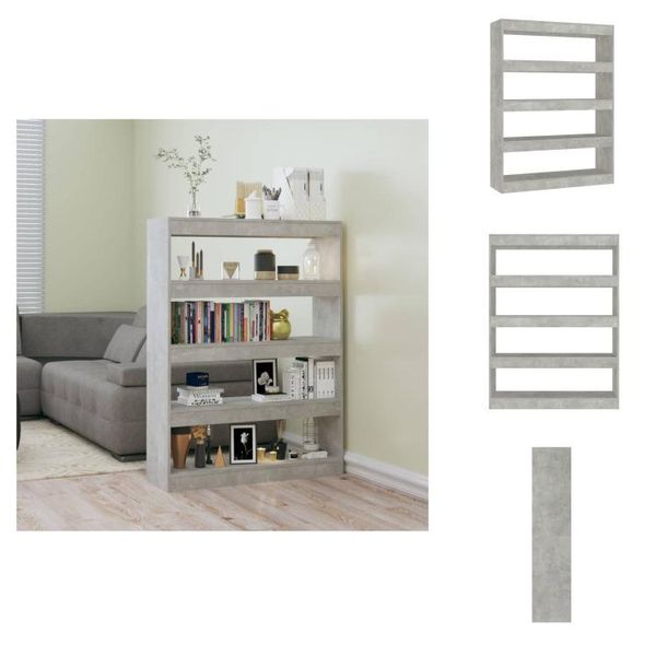 Vidaxl Libreria/Divisorio Grigio Cemento 100X30X135 Cm - Librerie E Scaffalature-image