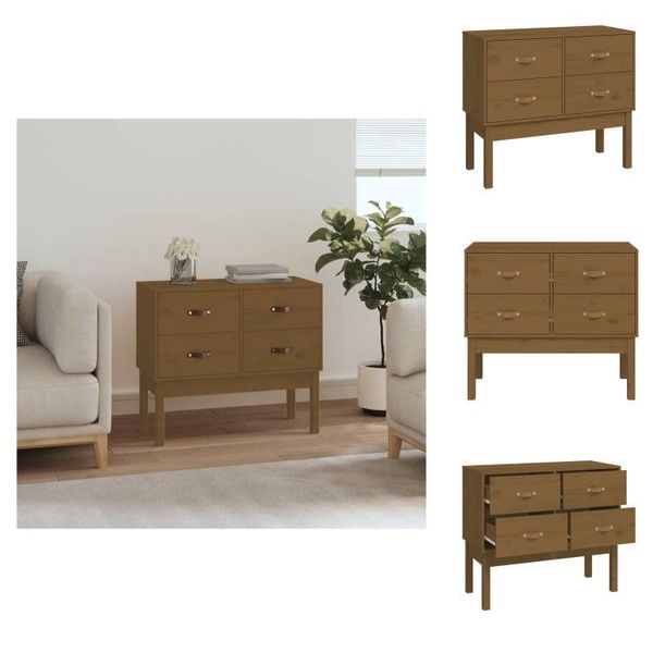 Vidaxl Consolle Marrone Miele 90X40X78 Cm In Legno Di Pino Massiccio - Credenze-image