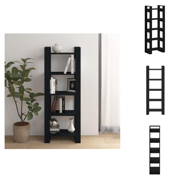 Vidaxl Libreria/Divisorio Nero 60X35X160 Cm In Legno Massiccio - Librerie E Scaffalature-image