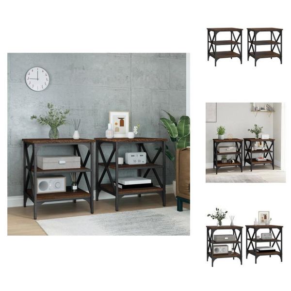 Vidaxl Tavolini 2 Pz. Aspetto Rovere Marrone 40X42X50 Cm - Tavolini-image