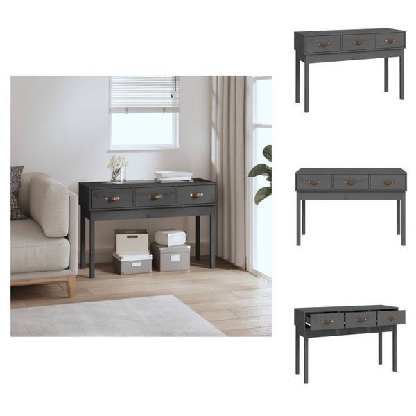 Vidaxl Consolle Grigia 114X40X75 Cm In Legno Di Pino Massiccio - Tavoli Laterali-image