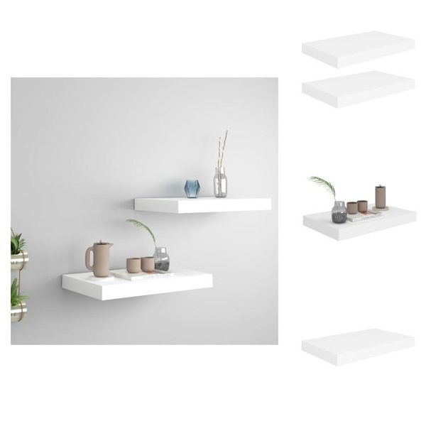 Vidaxl Mensole Galleggianti 2 Pz. Bianco 40X23X3,8 Cm Mdf - Mensole A Muro-image
