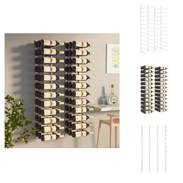 Vidaxl Portabottiglie Da Parete Per 36 Bottiglie 2 Pz. Ferro Bianco - Portabottiglie-image