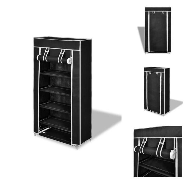 Scarpiera Scarpiera Scaffale 5 Strati 58 X 28 X 106 Cm Nero - Scarpiere E Armadietti-image