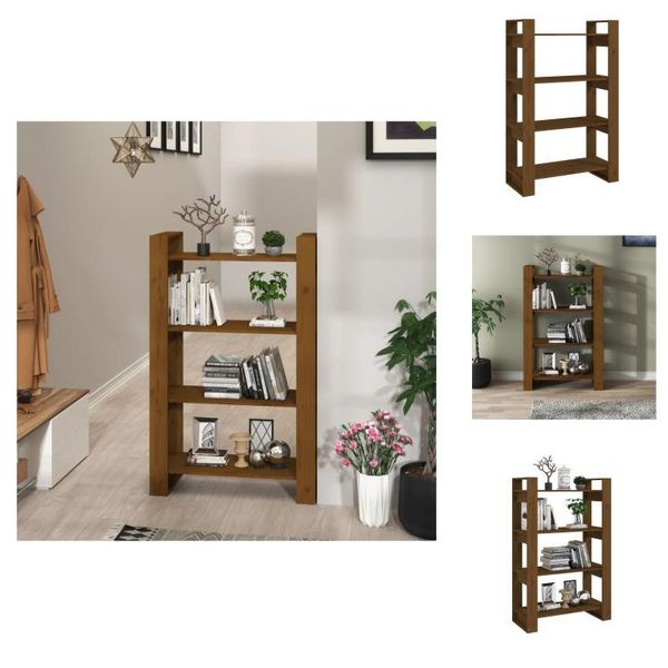 Vidaxl Scaffale/Divisorio Per Camera Marrone Miele 80X35X125Cm In Legno Di Pino Massiccio - Librerie & Librerie-image