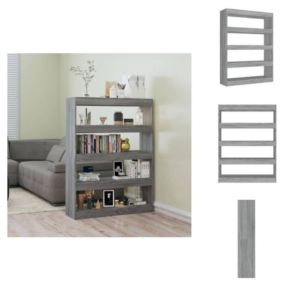 Vidaxl Libreria/Divisorio Grigio Sonoma 100×30×135 Cm - Librerie E Scaffalature-image