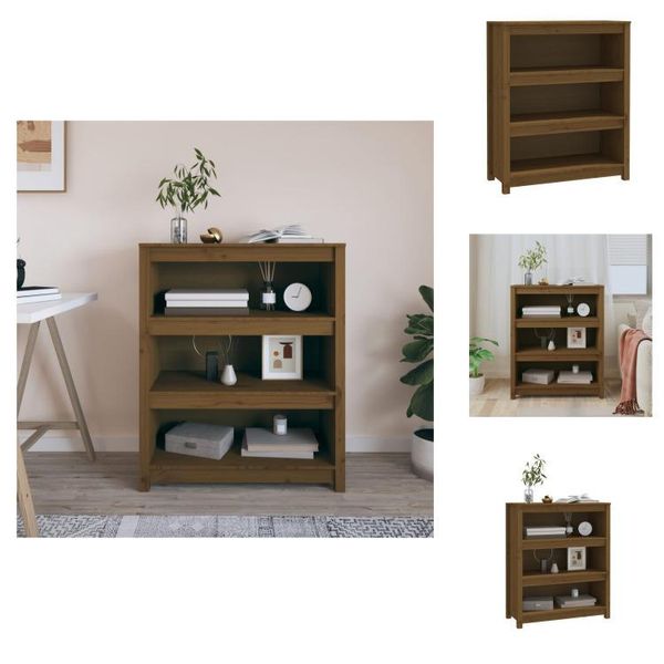 Vidaxl Libreria Marrone Miele 80X35X97 Cm In Legno Di Pino Massiccio - Librerie E Scaffalature-image
