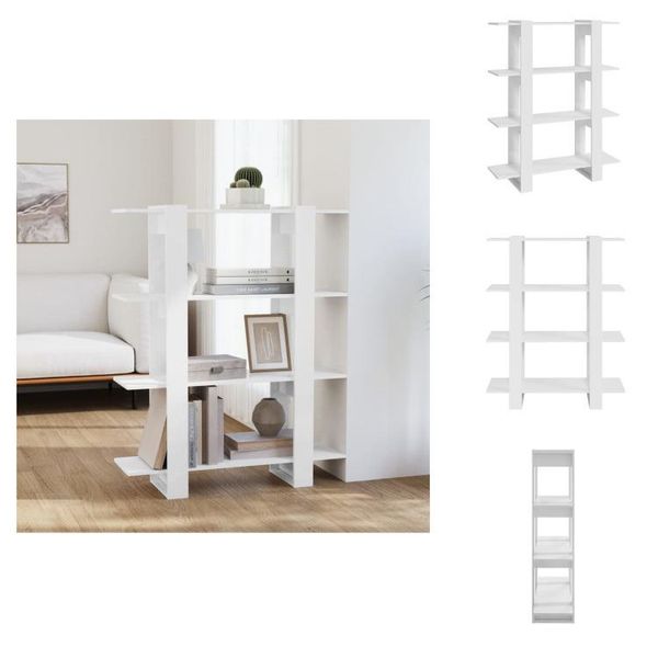 Vidaxl Libreria/Divisorio Bianco Lucido 100X30X123,5 Cm - Librerie E Scaffalature-image