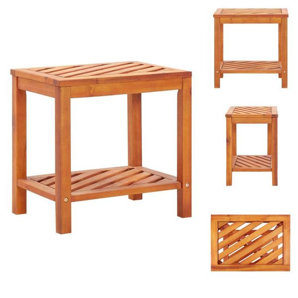 Vidaxl Tavolino In Legno Massiccio Di Acacia 45 X 33 X 45 Cm - Tavolini-image