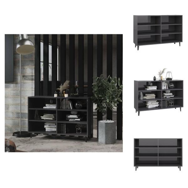 Vidaxl Credenza Grigio Lucido 103,5X35X70 Cm In Legno - Credenze-image