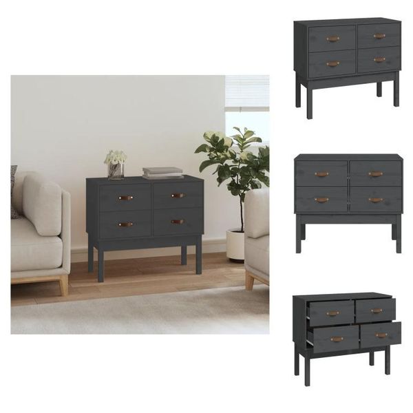 Vidaxl Armadio Console Grigio 90X40X78 Cm Pino Massiccio - Credenze-image