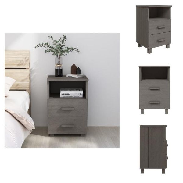 Vidaxl Comodino Hamar Grigio Chiaro 40X35X62 Cm Pino Massiccio - Comodini-image