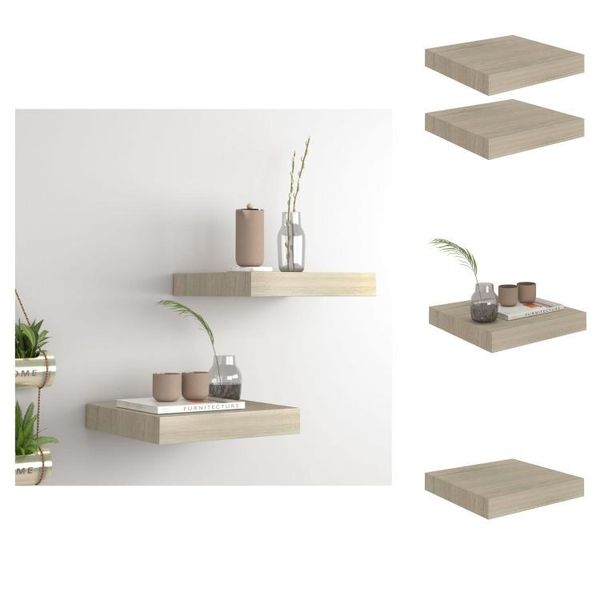 Vidaxl Mensole Da Parete Galleggianti 2 Pz. Mdf Color Rovere 23X23,5X3,8Cm - Mensole Da Parete-image