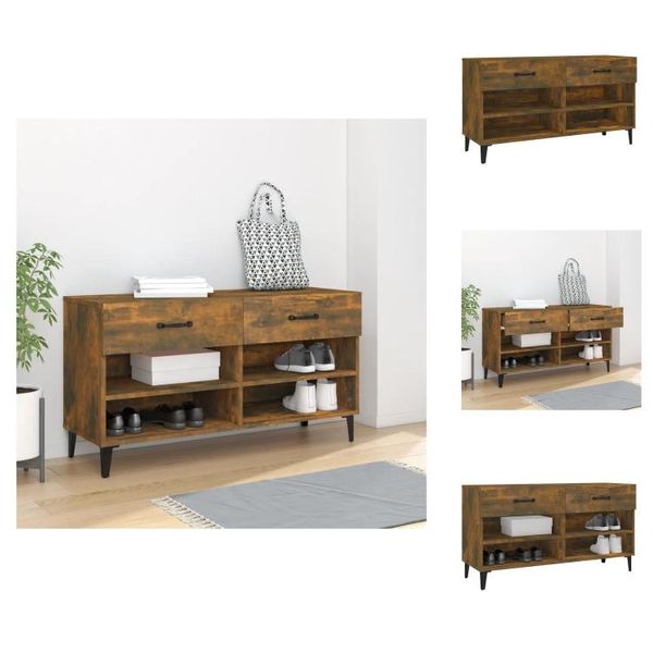 Vidaxl Scarpiera In Rovere Fumé 102X35X55 Cm Materiale A Base Di Legno - Scarpiere E Armadietti-image