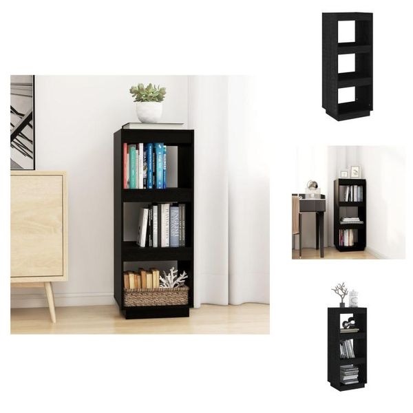 Vidaxl Libreria/Divisorio Nero 40X35X103 Cm In Legno Di Pino Massiccio - Librerie E Scaffalature-image