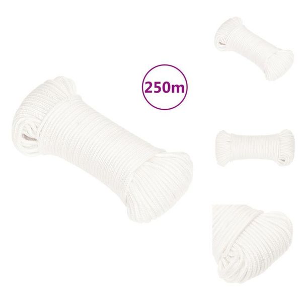 Vidaxl Corda Da Barca Bianca 4 Mm 250 M In Polipropilene - Corde-image
