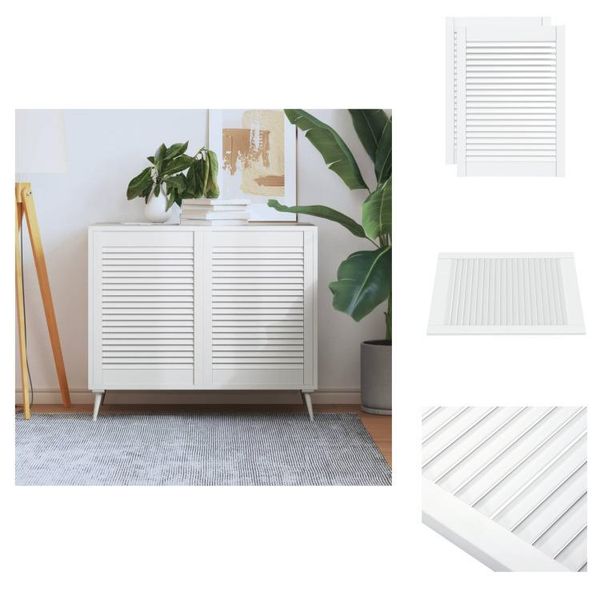 Vidaxl Armadio Ante A Persiana Design 2 Pz. Bianco 69X49,4 Cm In Legno Massiccio - Ante Armadio-image