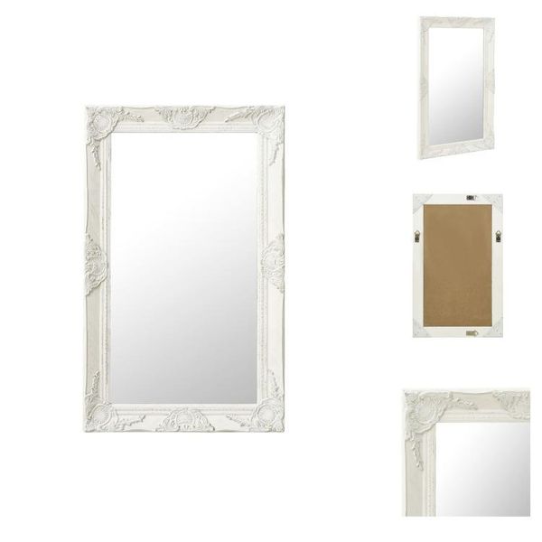 Vidaxl Specchio Da Parete In Stile Barocco 50X80 Cm Bianco - Specchio-image
